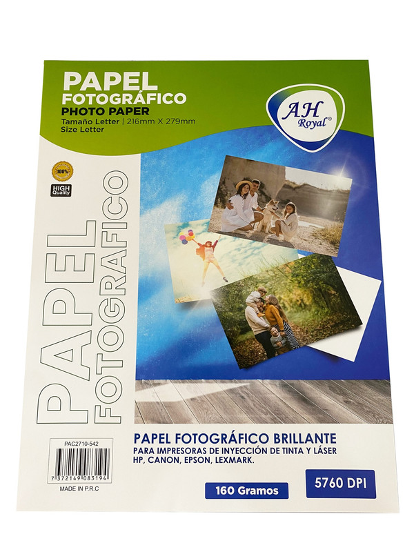 PAPEL FOTOGRAFICO AHROYAL CARTA 160GRAMOS X 20 HOJAS [PAC2710-542]