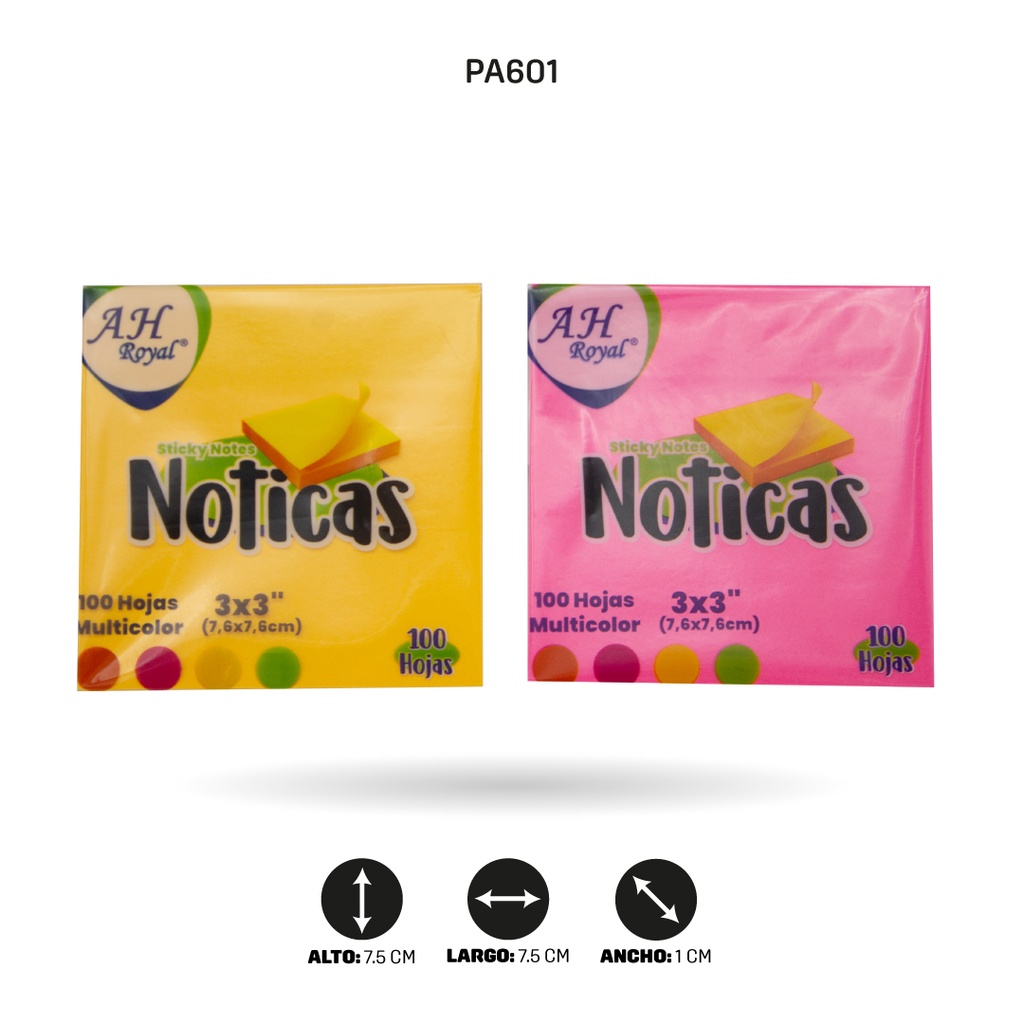 NOTAS AH ROYAL NEON UNICOLOR x 100 HOJAS DISPLAY x 12 und [PAC90508-PAC70564-601]