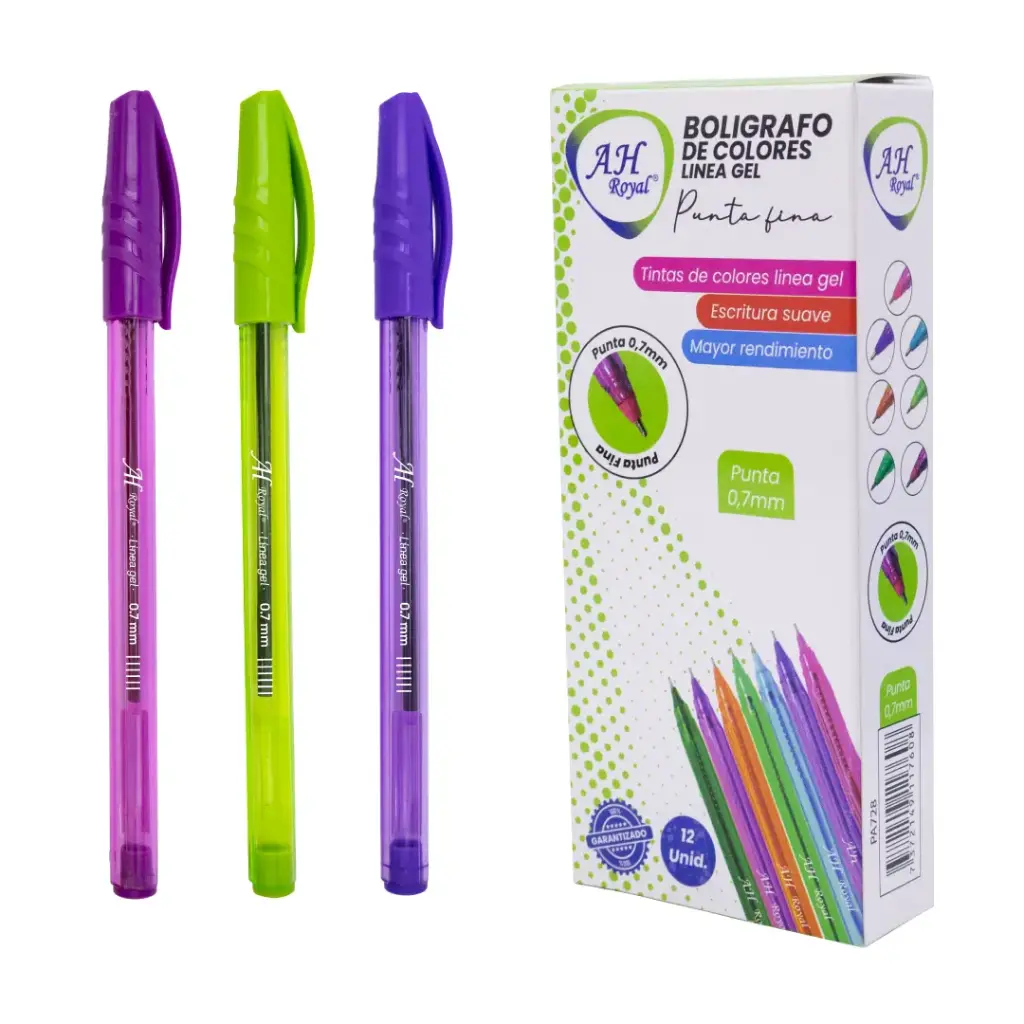 BOLIGRAFO AH ROYAL LINEA GEL 1 MM TRIANGULAR COLORES SURTIDOS [] DISPLAY X 12