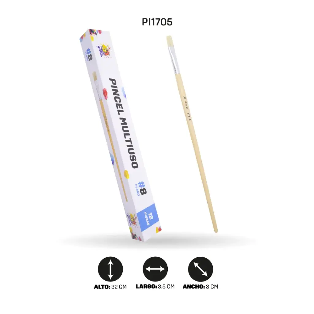 PINCEL CHINO AH ROYAL PLANO NO 8 X12 [PAC20008-1705-PAC80089-1705]