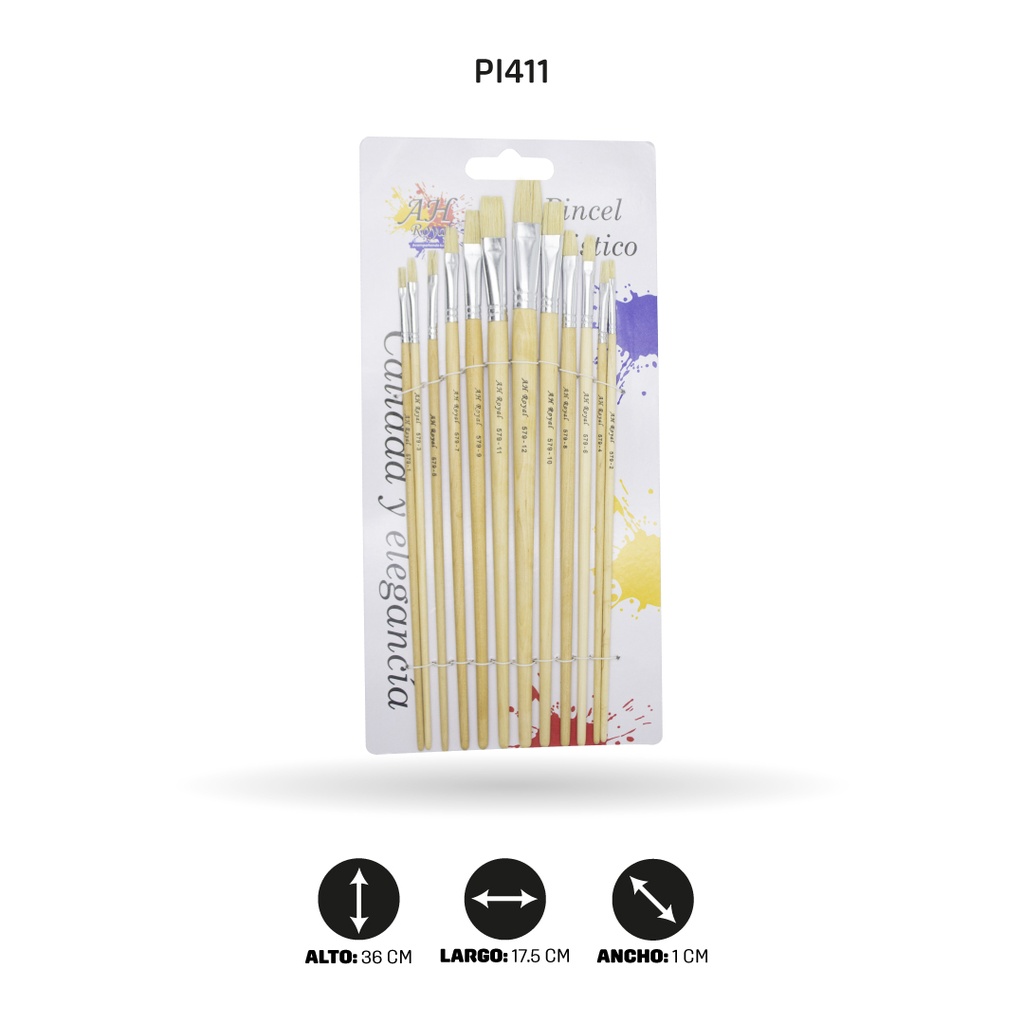 PINCEL CHINO PLANO JUEGO DEL 1 AL 12 X12 [PAC80080-PAC20245-2738]