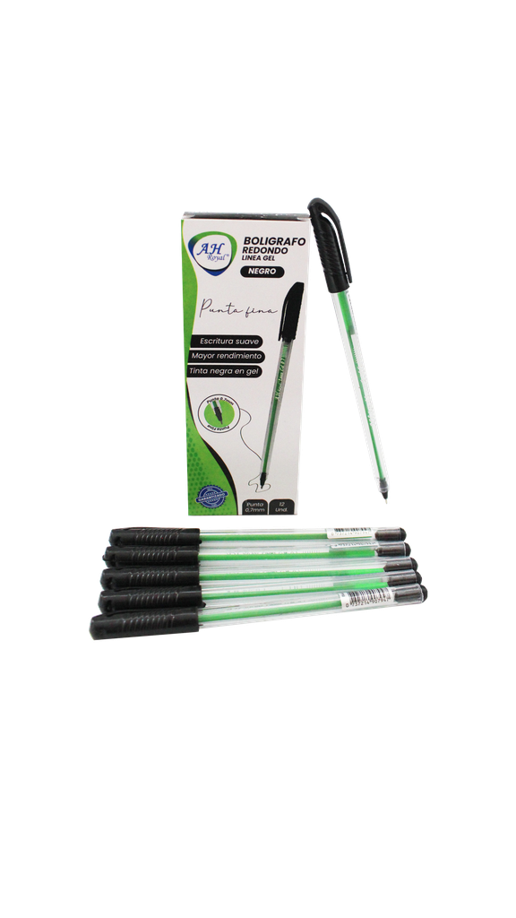 BOLIGRAFO AH ROYAL LINEA GEL 0.7 REDONDO NEGRO [PAC2056]