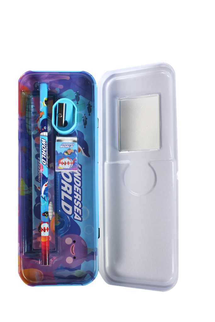 CARTUCHERA METALICA CON LAPIZ Y BORRADOR NIÑO Y NIÑA HJ-9916 [PAC3155-9821]