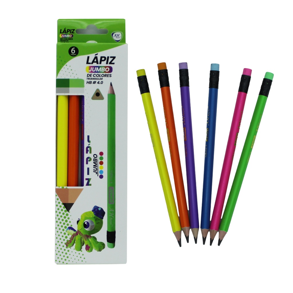 LAPIZ AH ROYAL JUMBO TRIANGULAR 4.MM HB NEON X6 UND [PAC3174]
