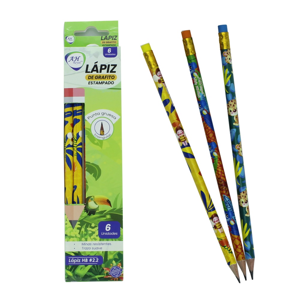 LAPIZ AH ROYAL ESTAMPADO TRIANGULAR HB #2.DPLEY X 6UND [PAC3177]
