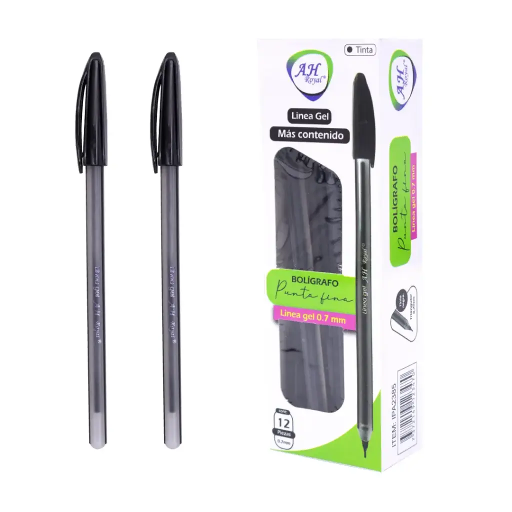 BOLIGRAFO AH ROYAL TRIANGULAR 07MM, TIPO ALLEGRO NEGRO.