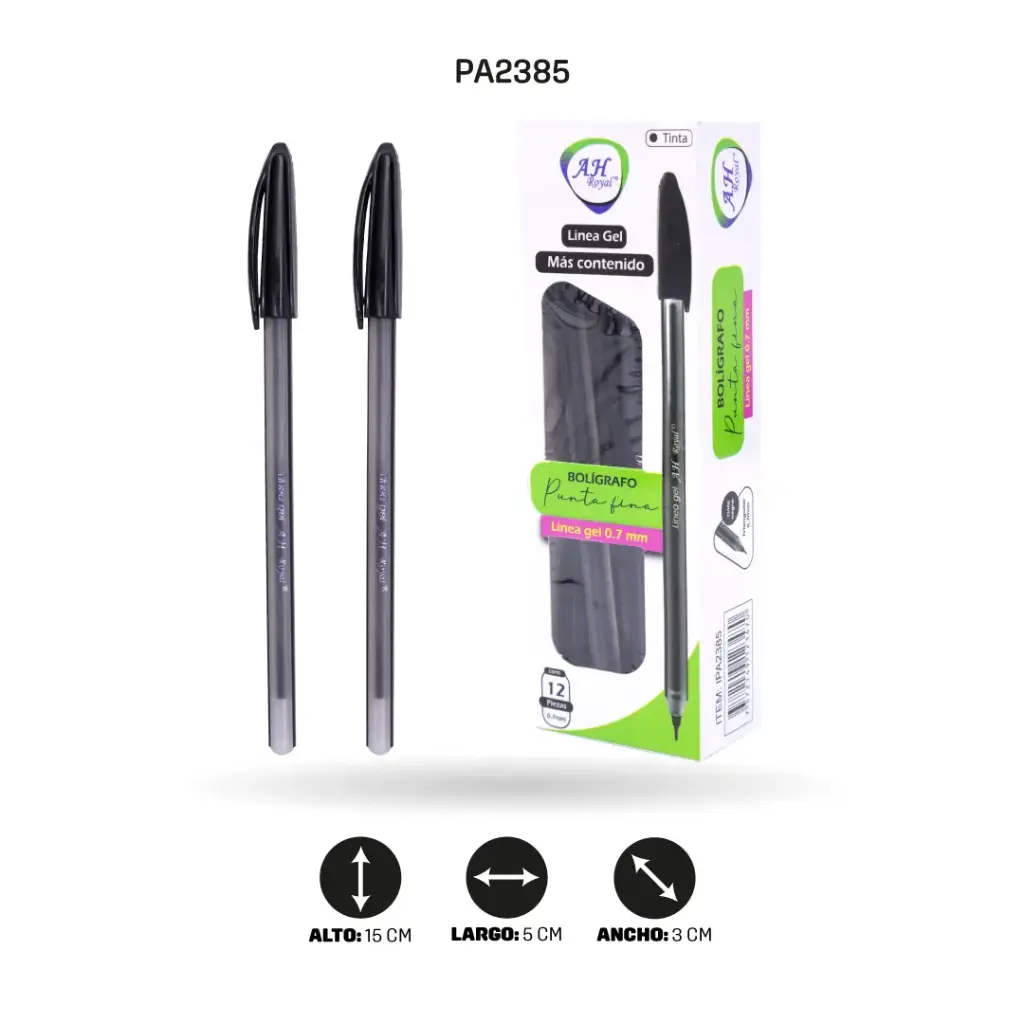 BOLIGRAFO AH ROYAL TRIANGULAR 07MM, TIPO ALLEGRO NEGRO.