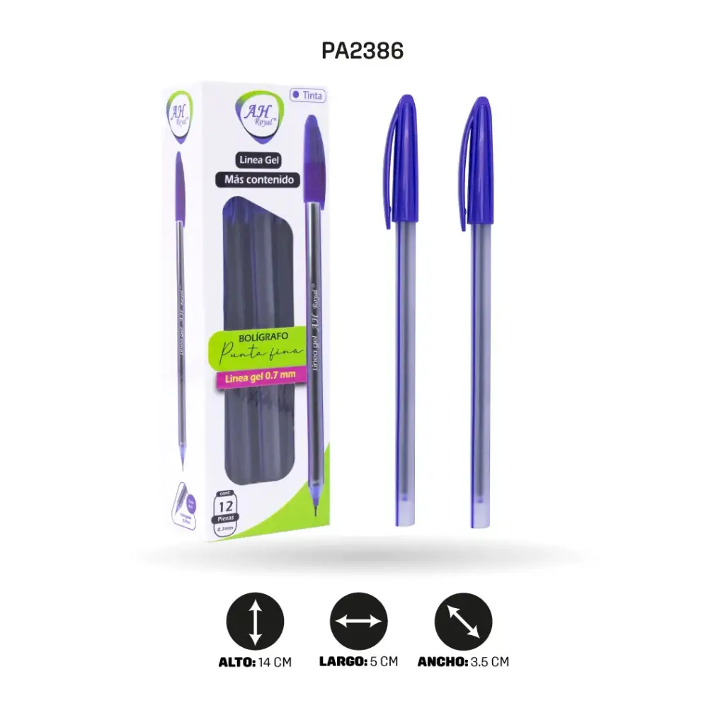 BOLIGRAFO AH ROYAL TRIANGULAR 07MM, TIPO ALLEGRO AZUL.