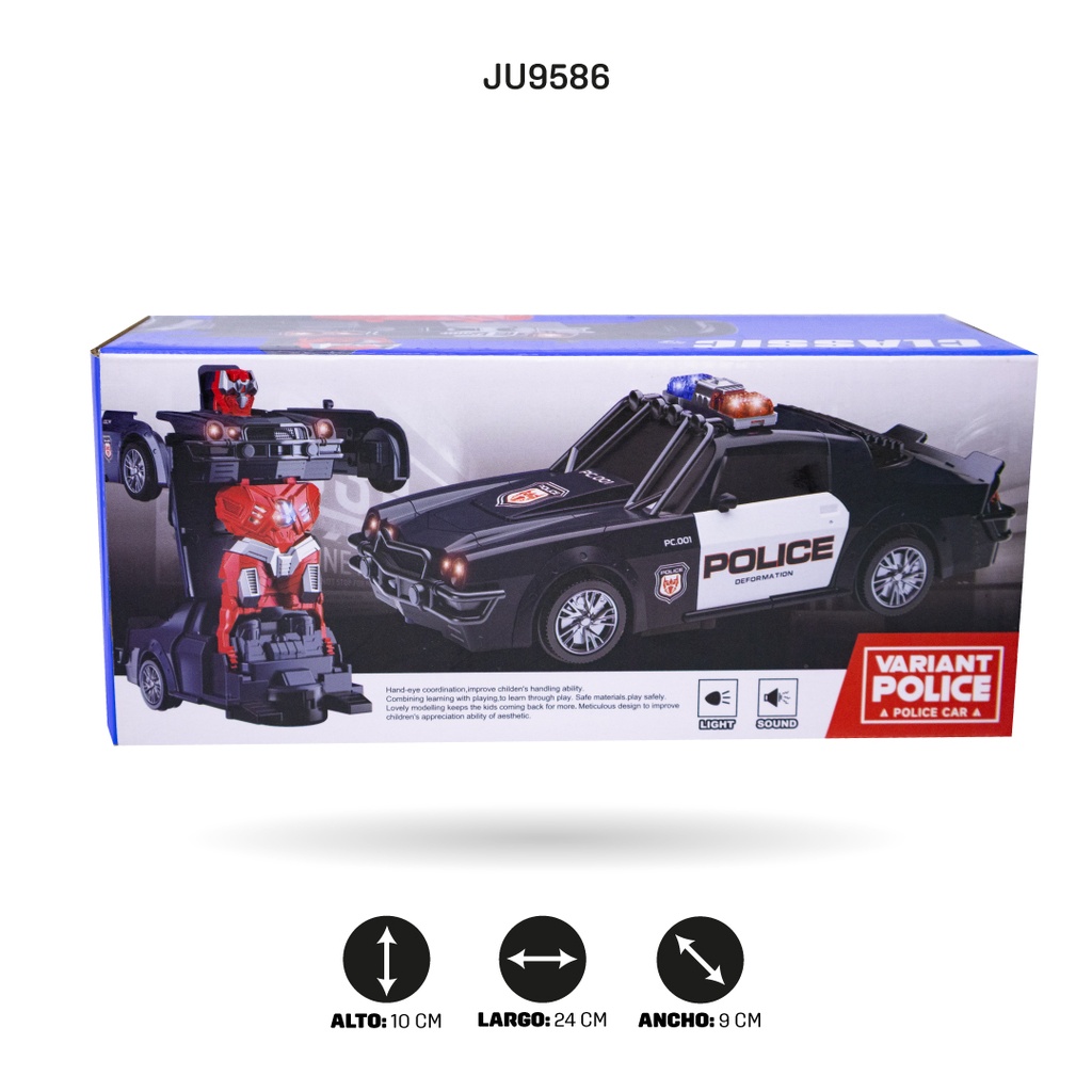 ROBOT TRANSFORMADOR CARRO POLICIA DE PILAS [FW338-6A]