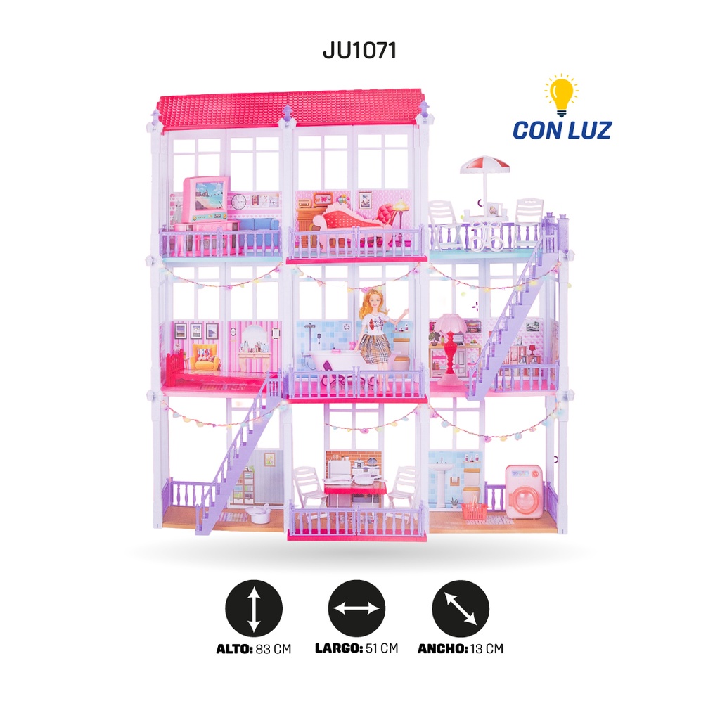 CASA DE MUÑECAS ARMABLE PREMIUM CON LUZ [915]