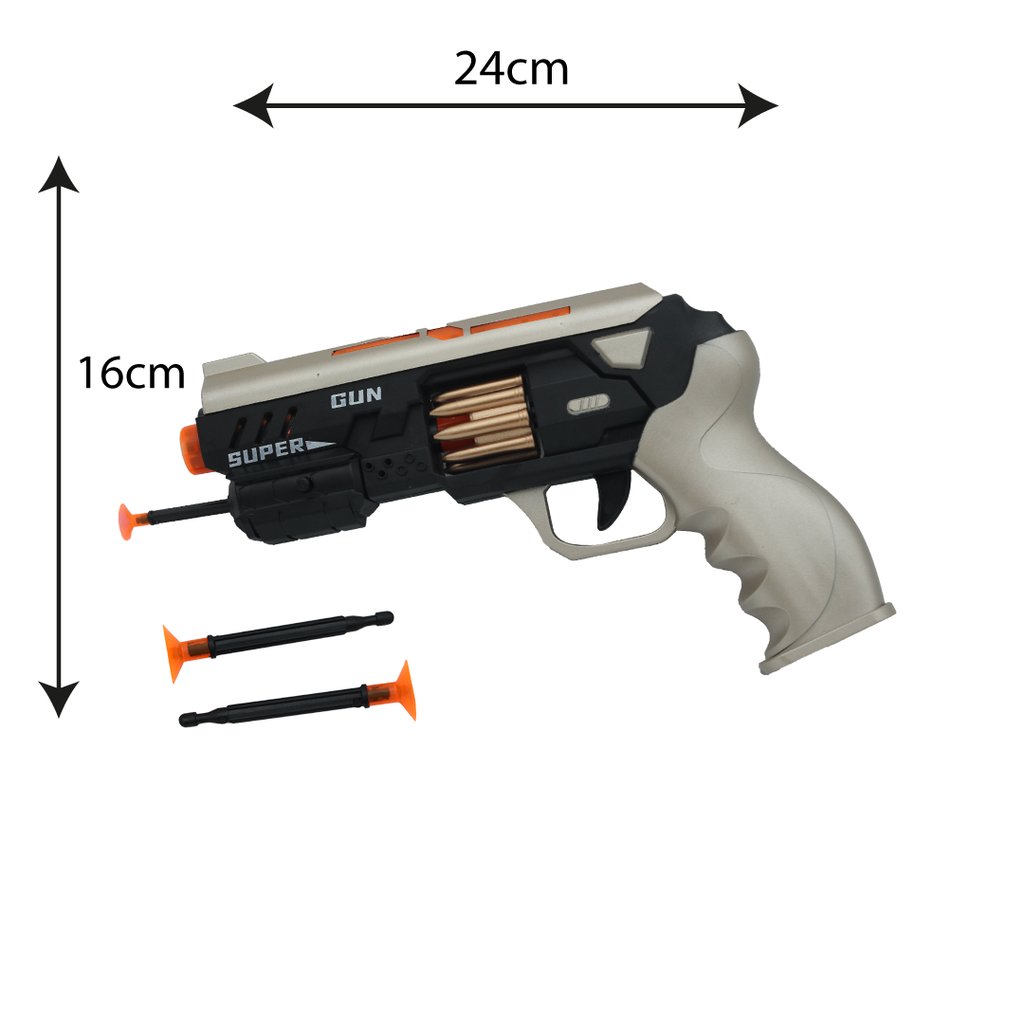 PISTOLA GIRATORIA DE DARDOS DE ESPUMA CON LUCES Y SONIDO [929-10]