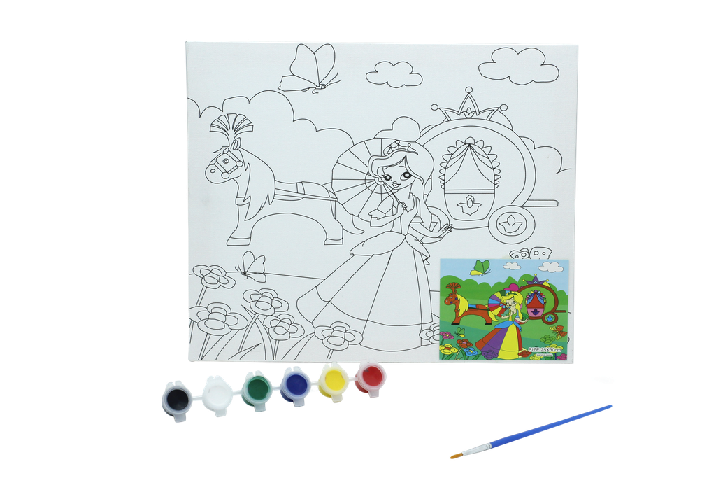 LIENZO ESTAMPADO 25*30CM 6 PINTURA Y PINCEL [PAC3193]