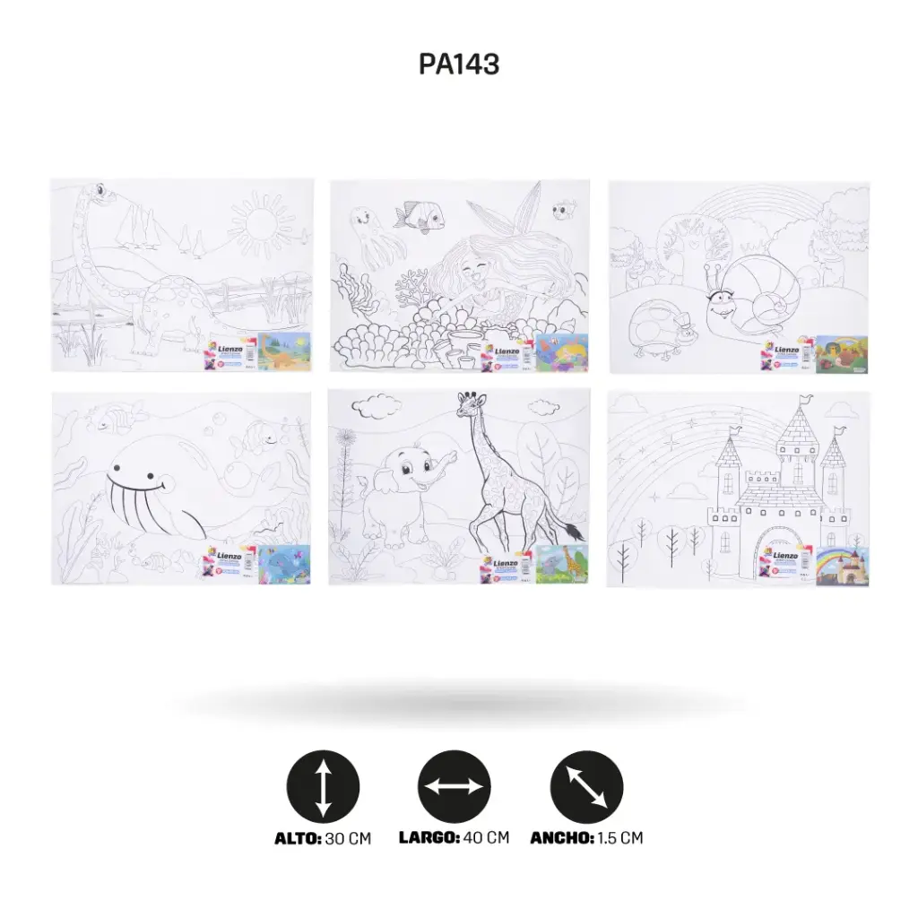 LIENZO ESTAMPADO 30*40CM CON PINCEL Y 6 PINTURAS [PAC3196]