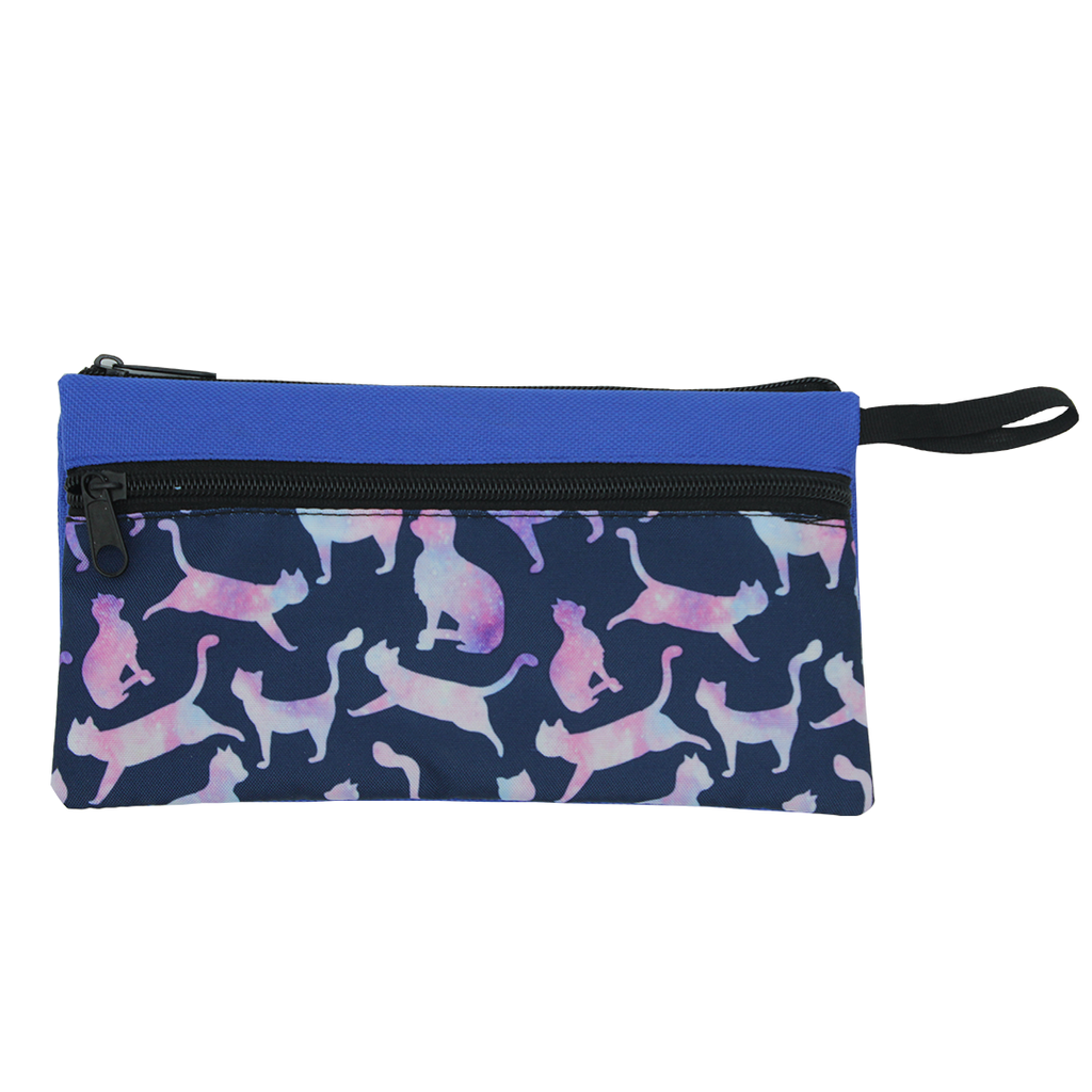 CARTUCHERA DOS BOLSILLO CON TIRA FINA ESTAMPADA