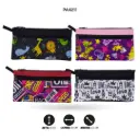 CARTUCHERA ESTAMPADA DOS BOLSILLO CON TIRA FINA 