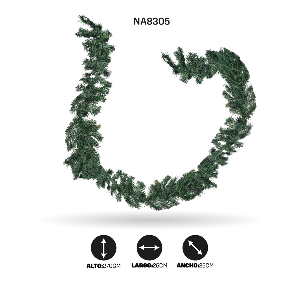 GUIRNALDA DE NAVIDAD VERDE CLARO 270CM-25CM-200PIN [PAC3646]