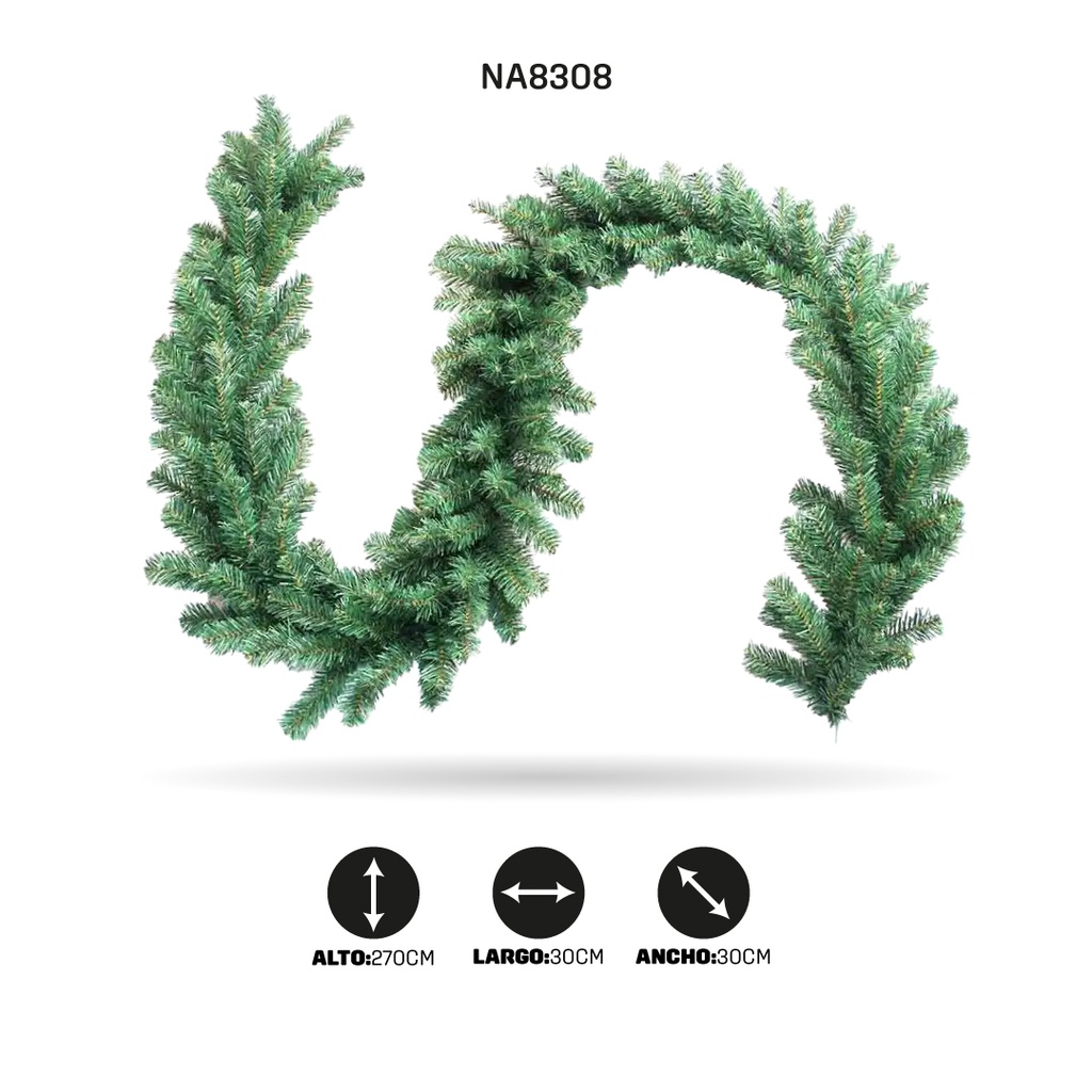 GUIRNALDA DE NAVIDAD VERDE CLARO  270CM-30CM-300PIN [PAC3649]