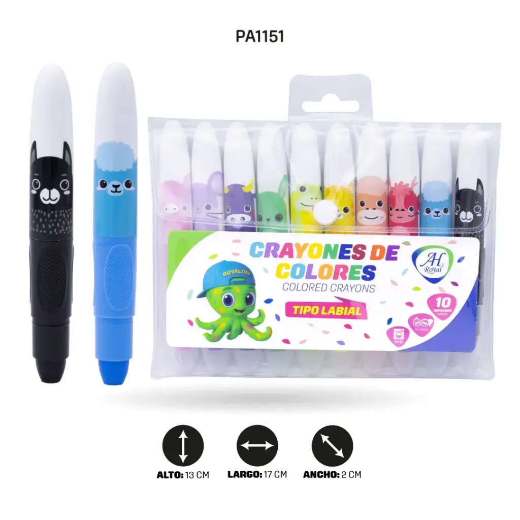 CRAYON JUMBO AH ROYAL TIPÓ LABIAL X10 LAVABLE ESTAMPADO [PAC4060]