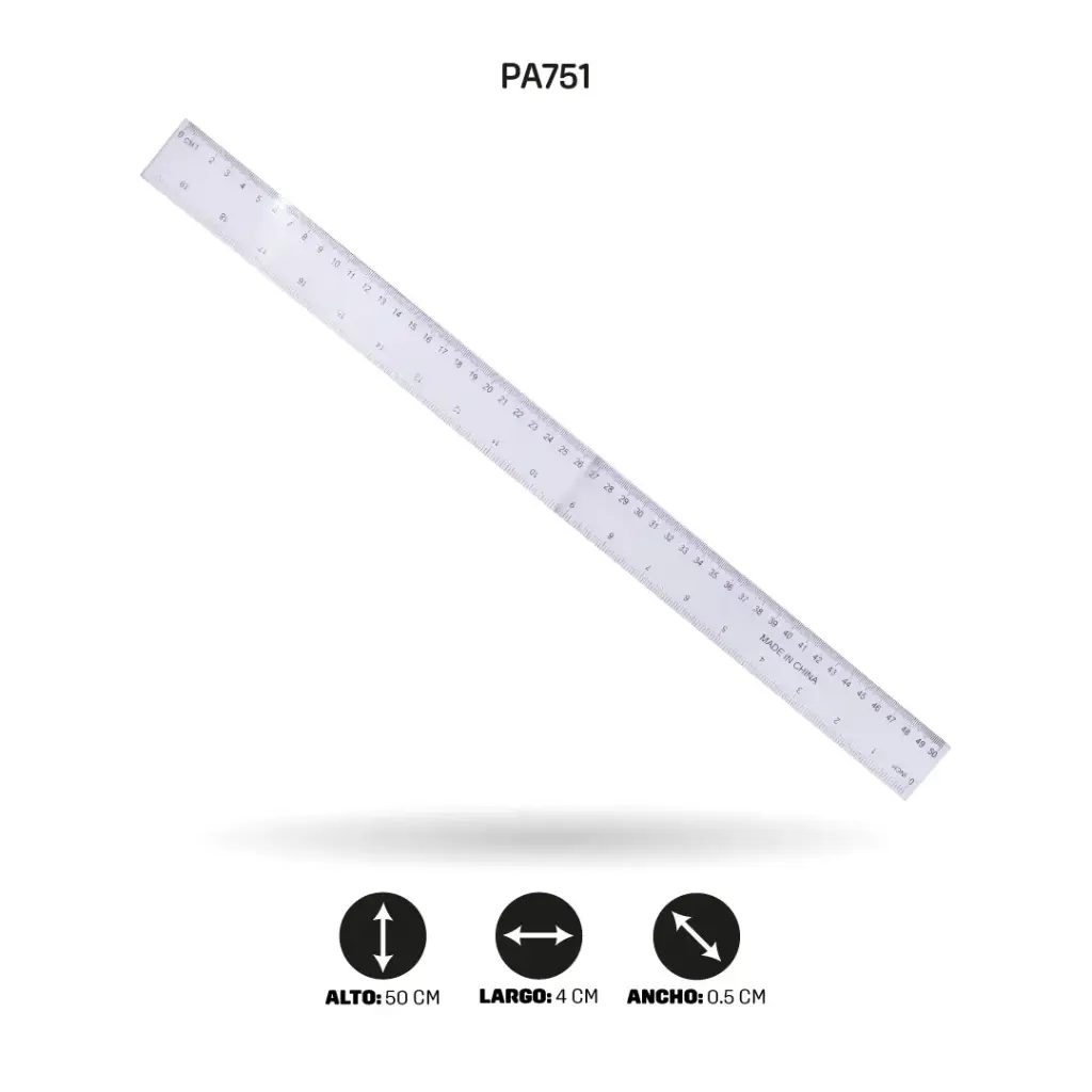 REGLA TRANSPARENTE 50CM [PAC3291]