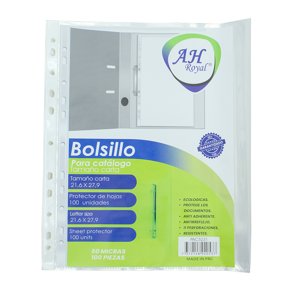 BOLSILLO CATALOGO AH ROYAL CARTA  TRANSPARENTE 80 MIC X 100 [PAC3231]