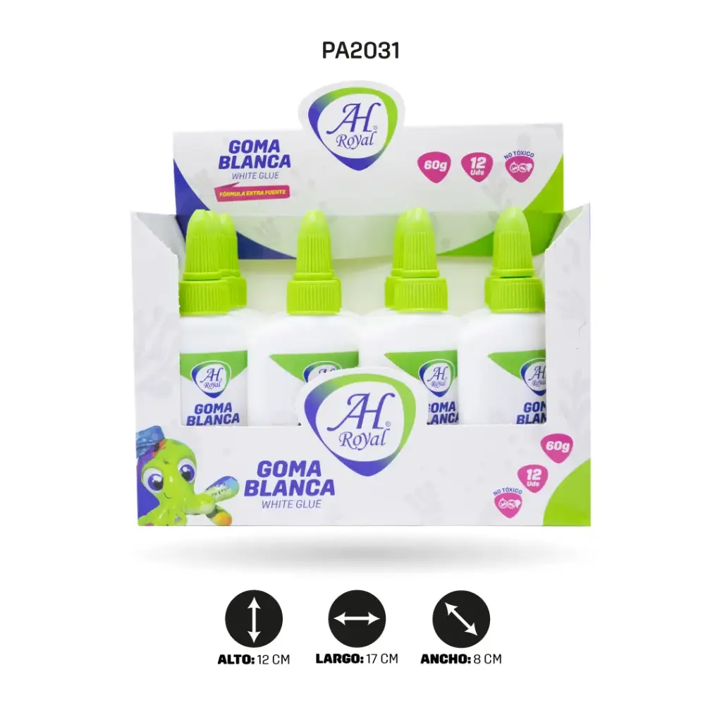 GOMA BLANCA AHROYAL DE 60 GRAMOS DISPLEY X 12 UND [PAC2031]