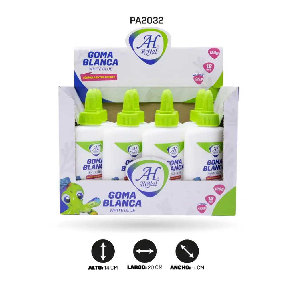 GOMA BLANCA AH ROYAL DE 120 GRAMOS DISPLEY X 12 UND [PAC2032]