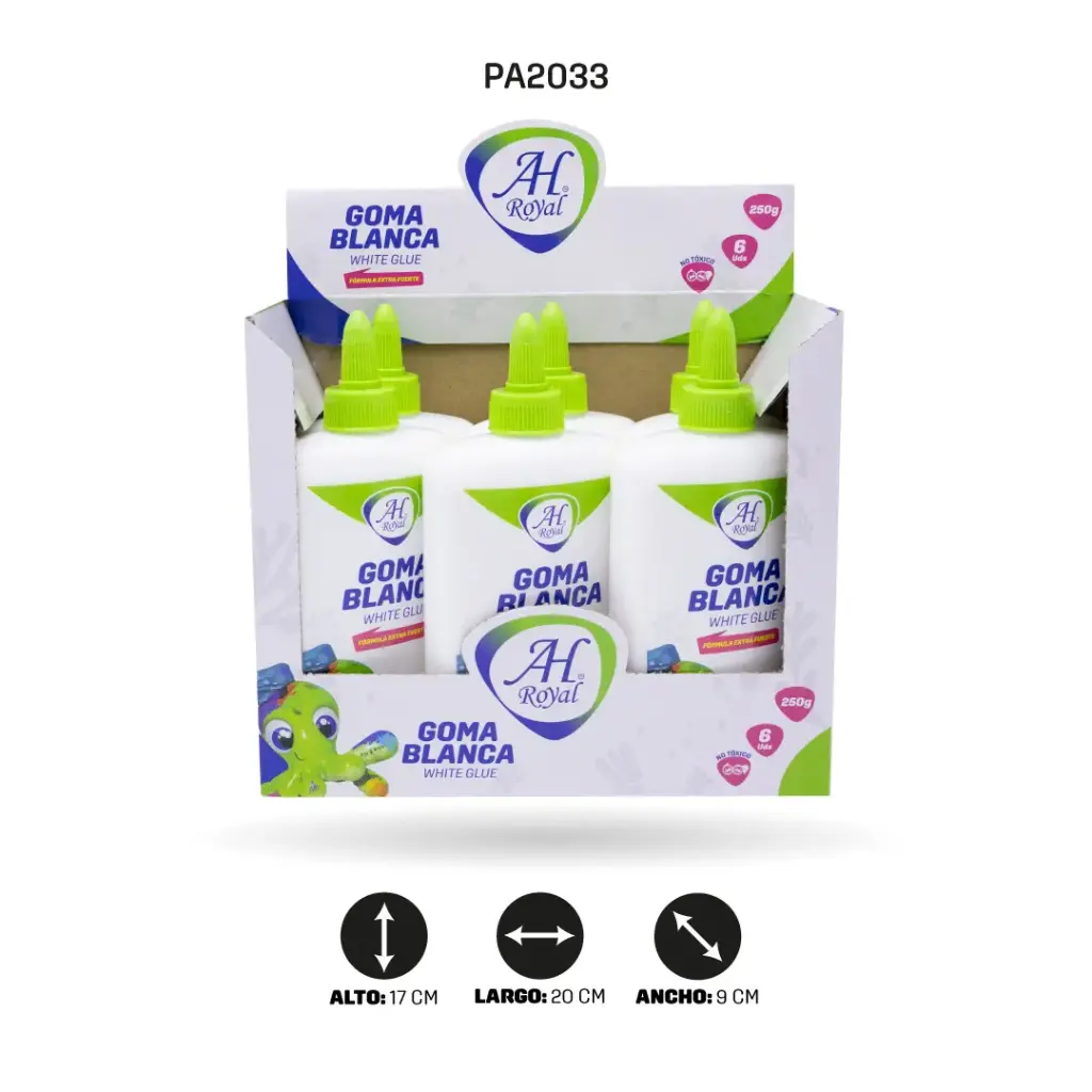 GOMA BLANCA AHROYAL DE 250 GRAMOS DISPLEY X 6 UND [PAC2033]