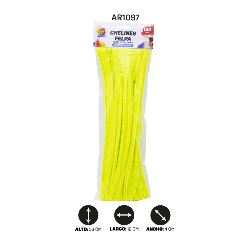 CHELINES DE FELPA BOLSA X 100 - AMARILLO NEON [PAC3608]