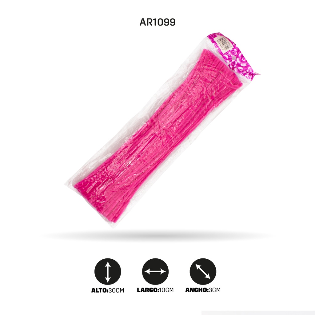 CHELINES DE FELPA BOLSA X 100 - FUCSIA NEON [PAC3610]