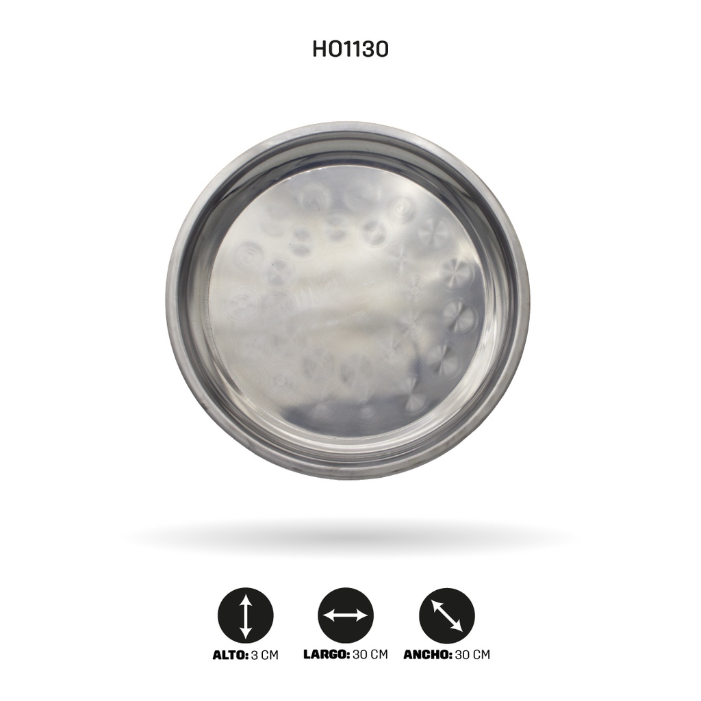 BANDEJA EN ACERO REDONDA 30CM [PAC5319]