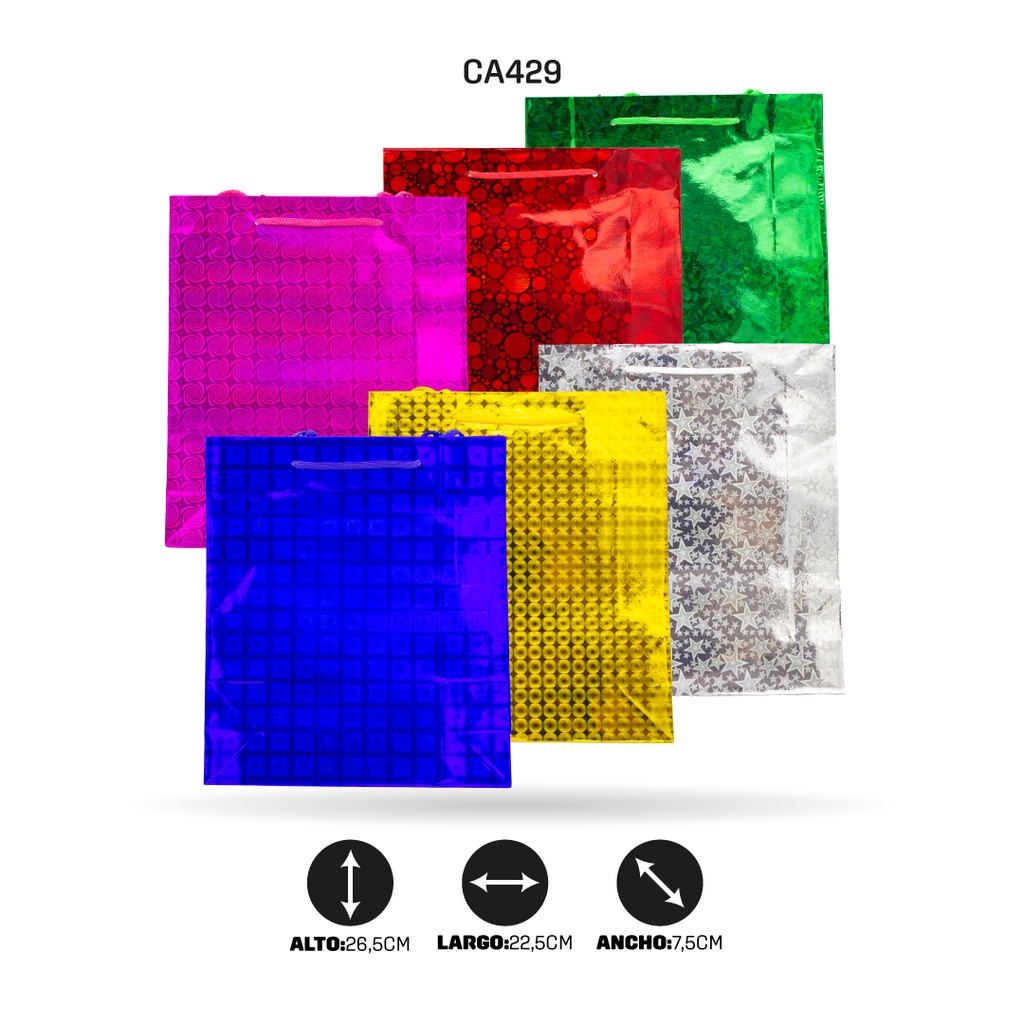 BOLSA DE REGALO HOLOGRAMADA MEDIANA DISPLEY X 12 UND[PAC20646-429]
