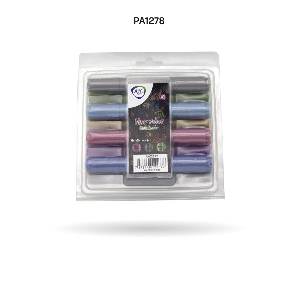 MARCADOR AHROYAL COLOR METALIZADO x8 [PAC3577]