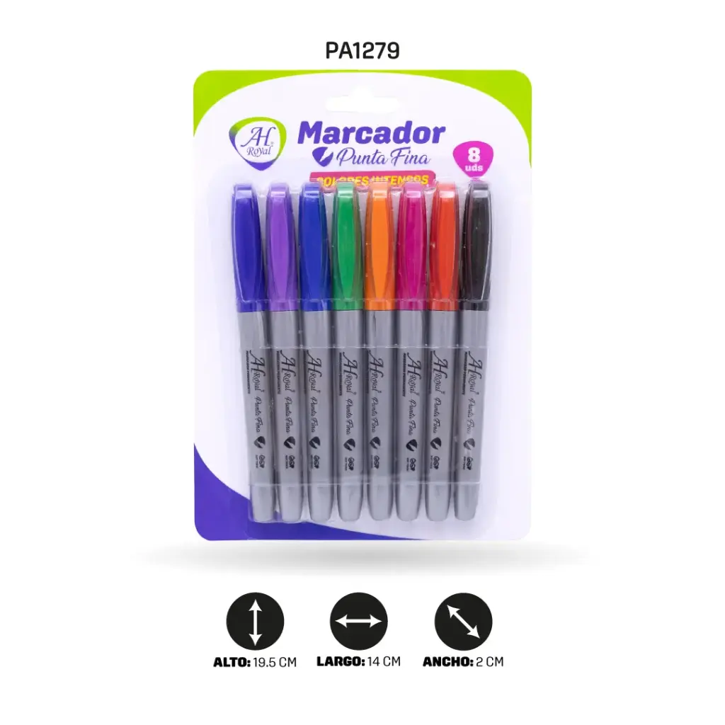 MARCADOR PUNTA FINA AH ROYAL SET X8 UND [PAC3580]