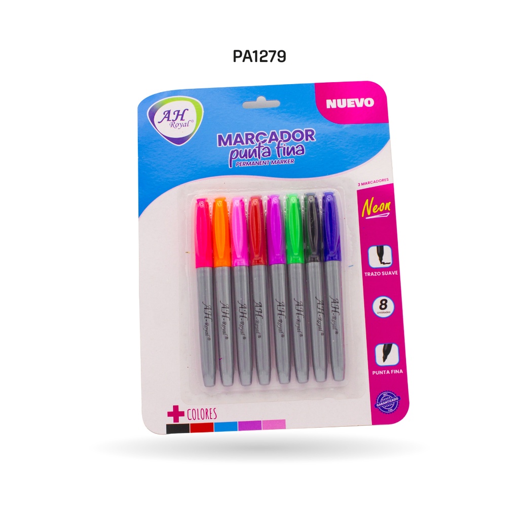 MARCADOR PUNTA FINA AHROYAL SET X8 UND [PAC3580]