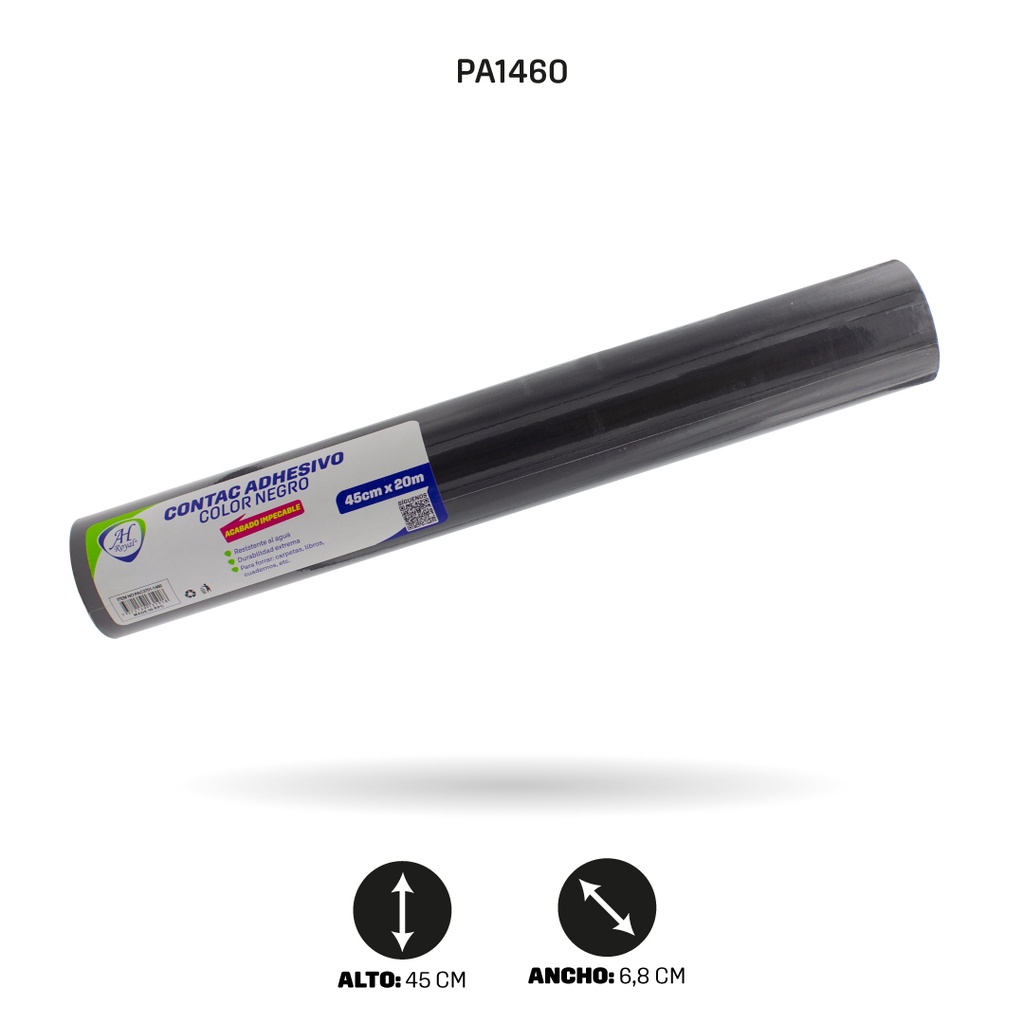 PAPEL CONTAC AHROYAL NEGRO DE 20 mts x 45 cms [PAC3701-1460]
