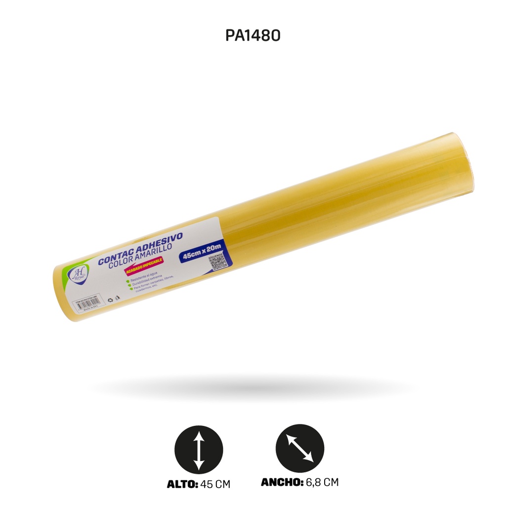 PAPEL CONTAC AHROYAL AMARILLO DE 20 mts x 45cms [PAC3704-1480]