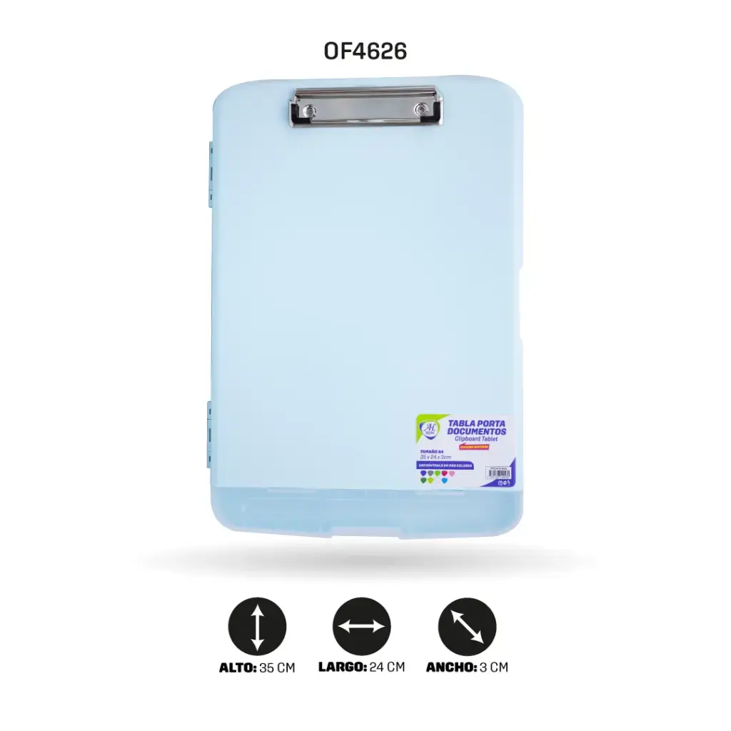 TABLA AH ROYAL PORTA DOCUMENTOS Y PORTA LAPICERO A4 COLOR AZUL CLARO [PAC5474-4626]