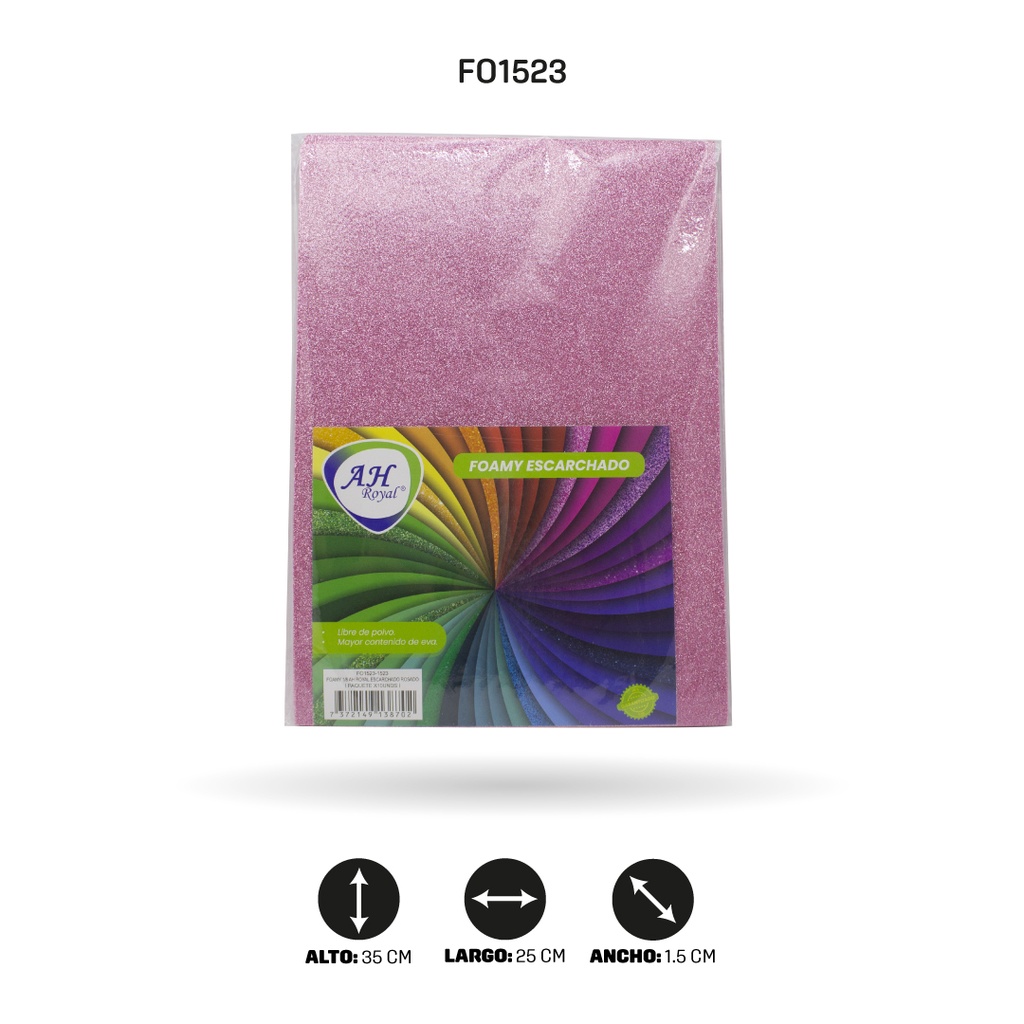 FOAMY 1/8 AH ROYAL ESCARCHADO ROSADO X10 UND [1523]