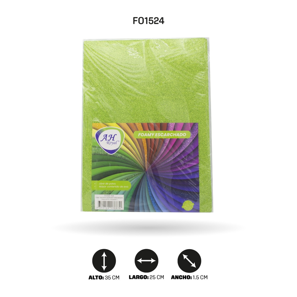 FOAMY 1/8 AH ROYAL ESCARCHADO VERDE MANZANA X10 UND [1524]