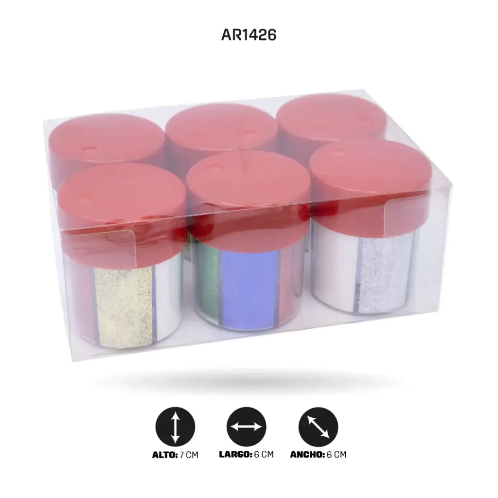 ESCARCHA TARRO X 6 COLORES DISPLAY X 6 UND [PAC5148]