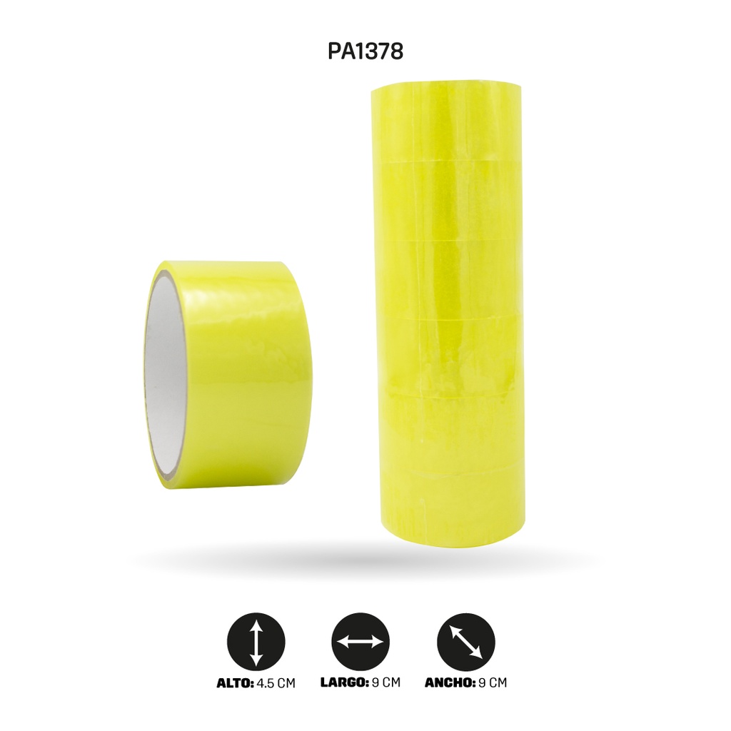 CINTA TRANSPARENTE AMARILLA 45mm x 38 mc x 34 mts [PAC4772] DISPLAY X 6
