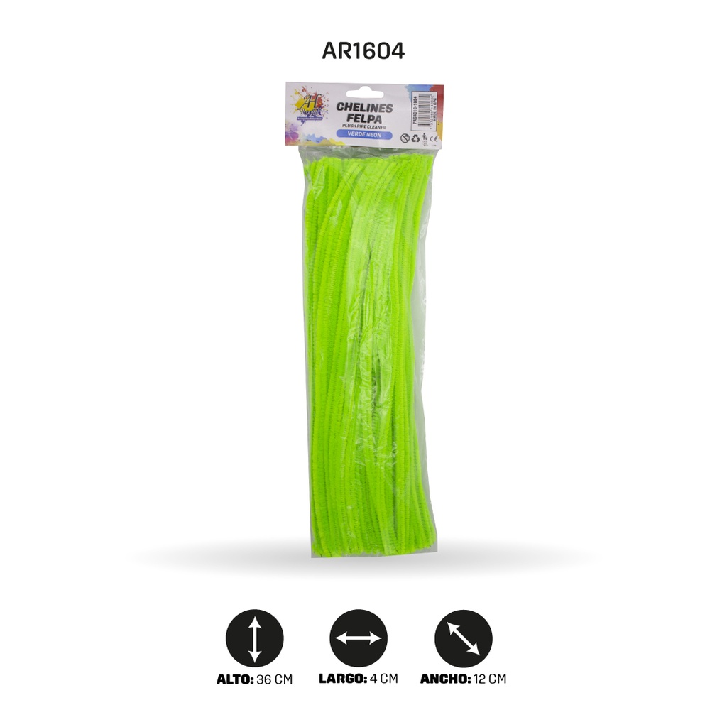 CHELIN DE FELPA BOLSA X 100 - VERDE NEON A034 [PAC4318]