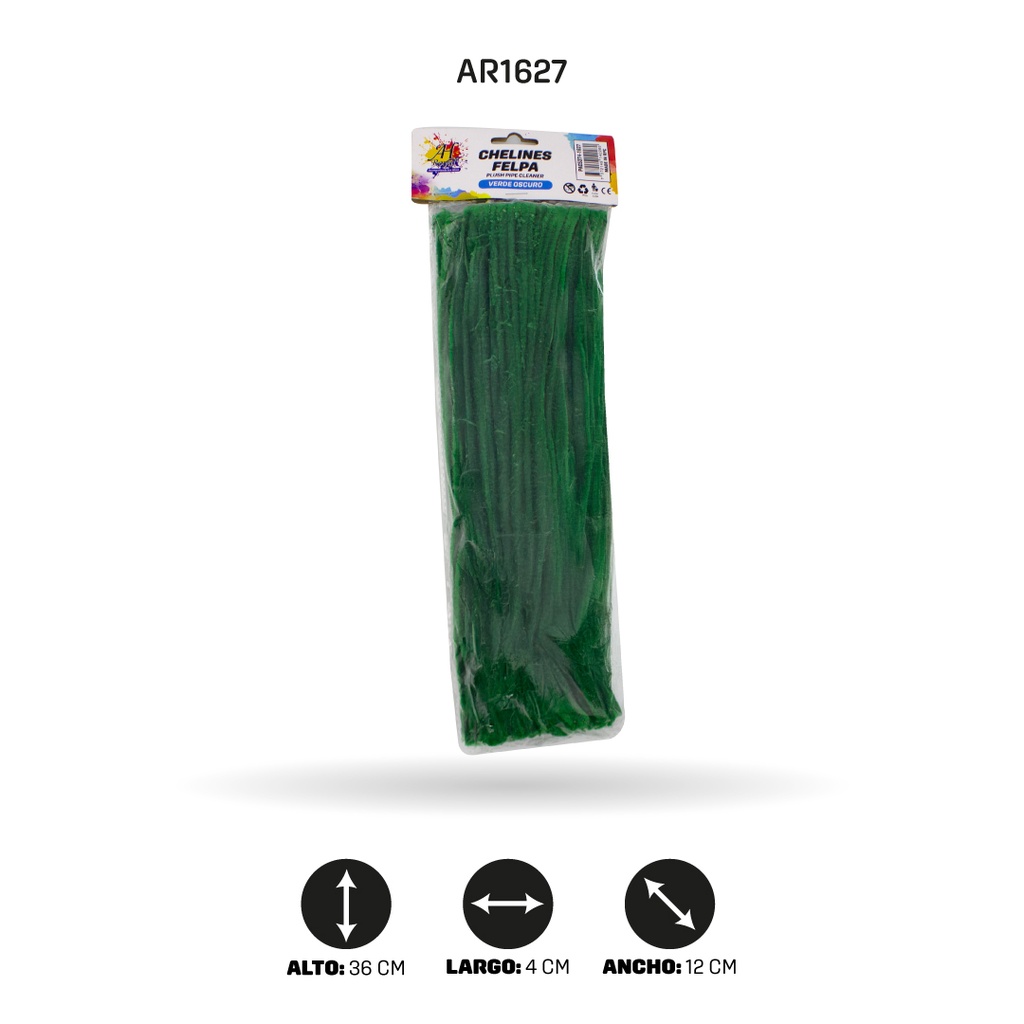 CHELINES DE FELPA BOLSA X 100 - VERDE OSCURO A036 [PAC5374]