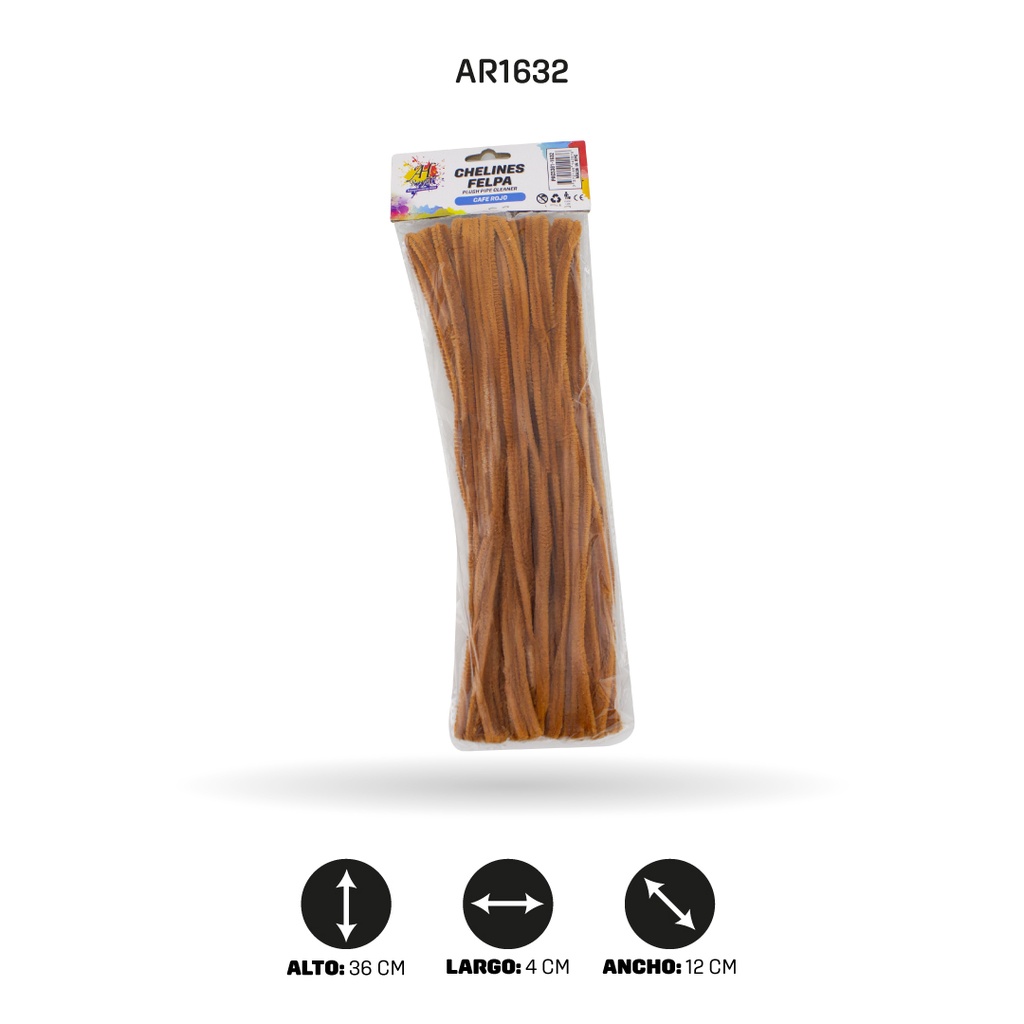 CHELINES DE FELPA COLOR CAFE ROJO BOLSA X 100 UND [PAC5381]