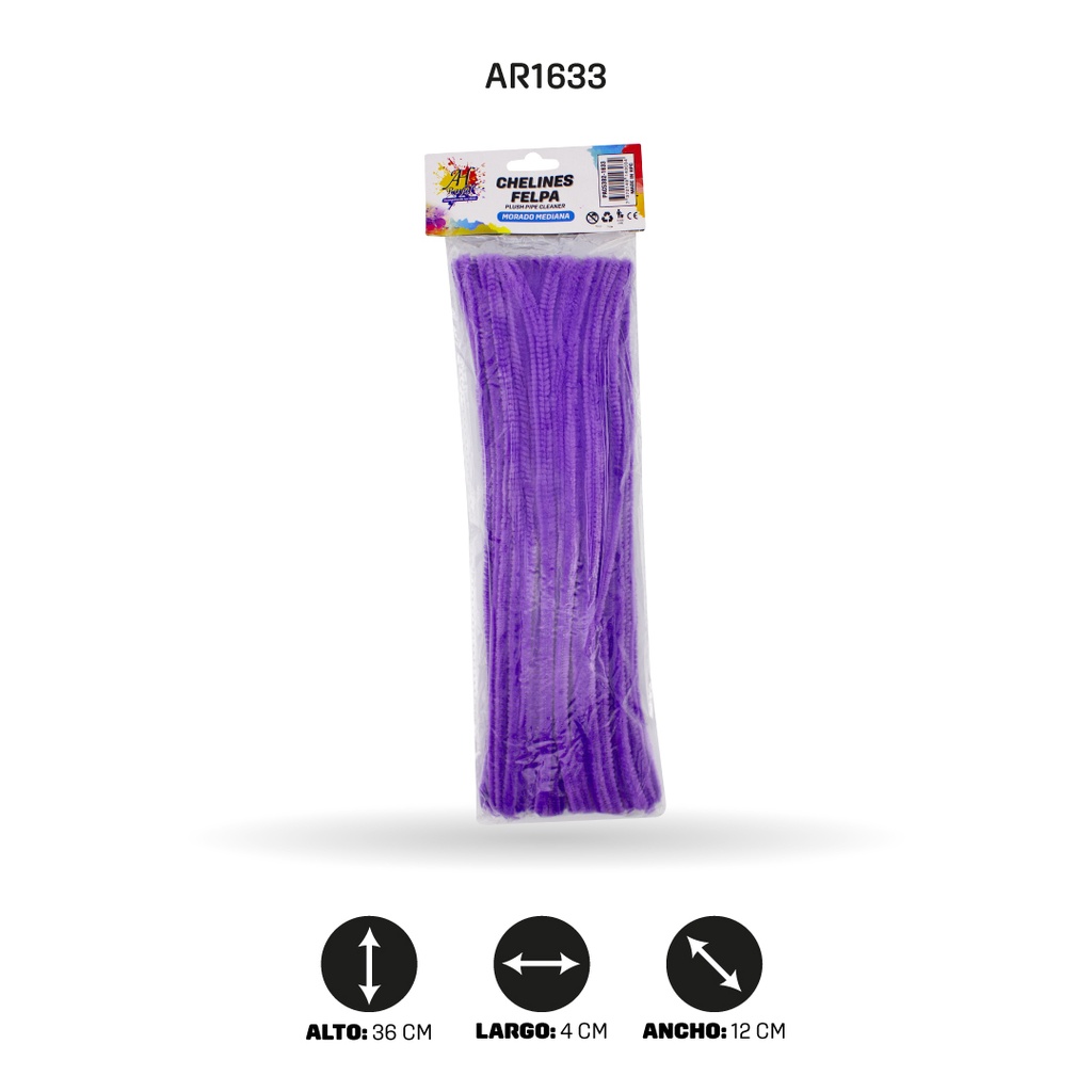 CHELINES DE FELPA BOLSA X 100 - MORADO MEDIANO A050 [PAC5382]