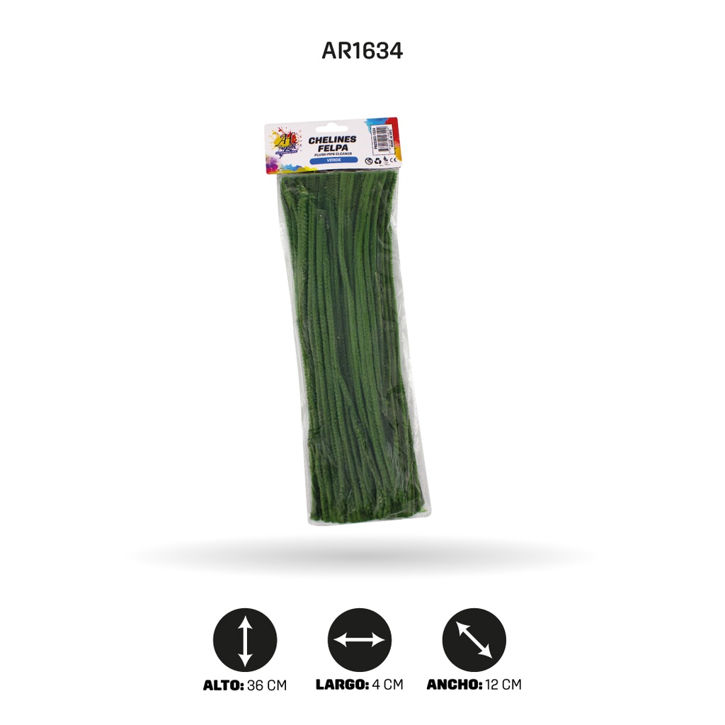 CHELINES DE FELPA BOLSA X 100 - VERDE A051 [PAC5383]
