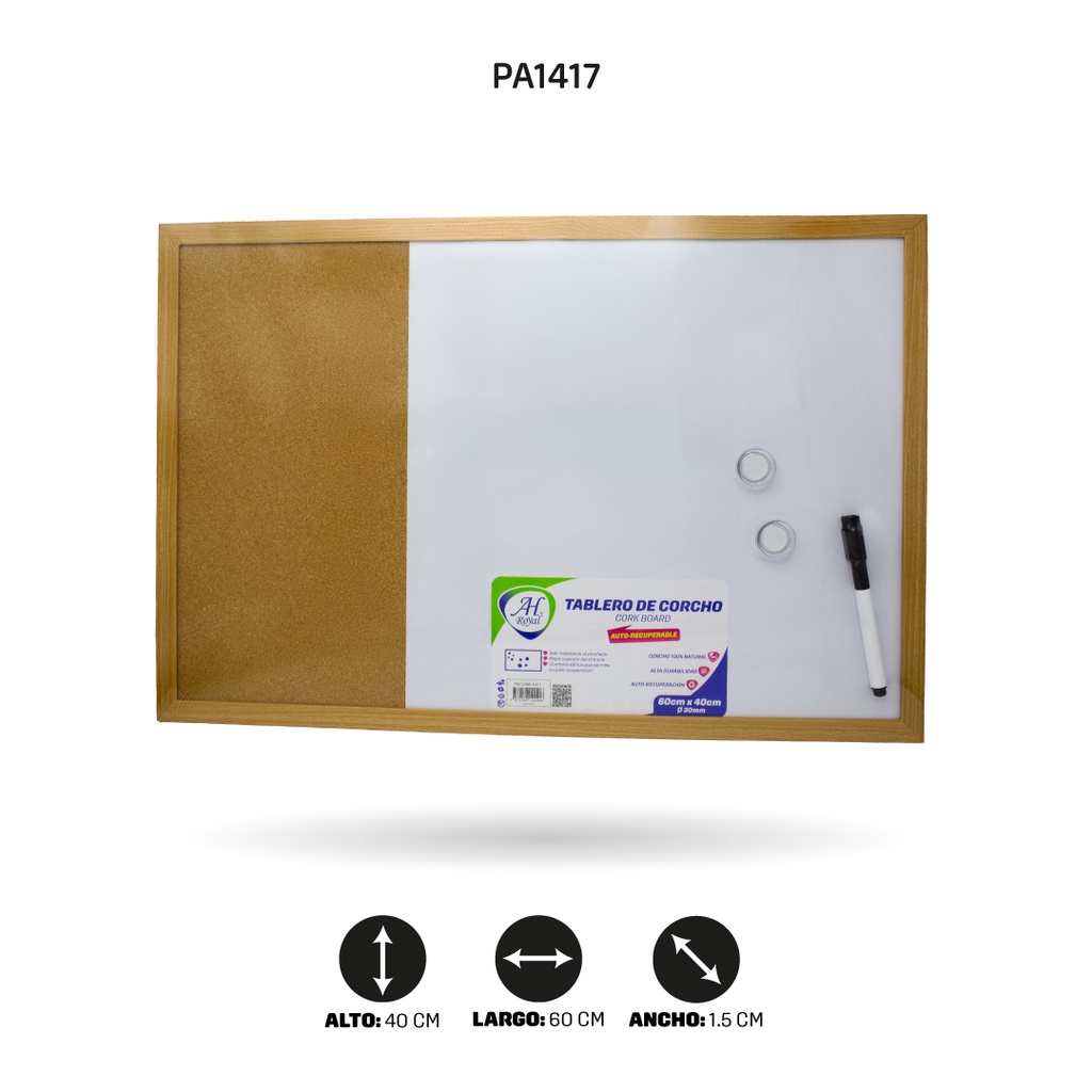 TABLERO AHROYAL DE CORCHO Y ACRILICO 60X40 [PAC5396-1417]