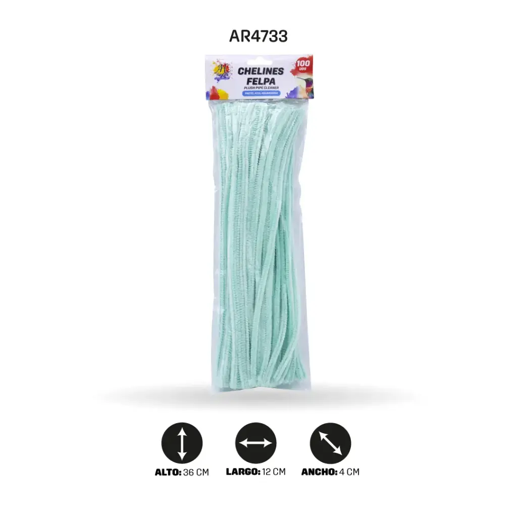 CHELINES DE FELPA BOLSA X 100 - AZUL AGUAMARINA [PAC4325-1611]