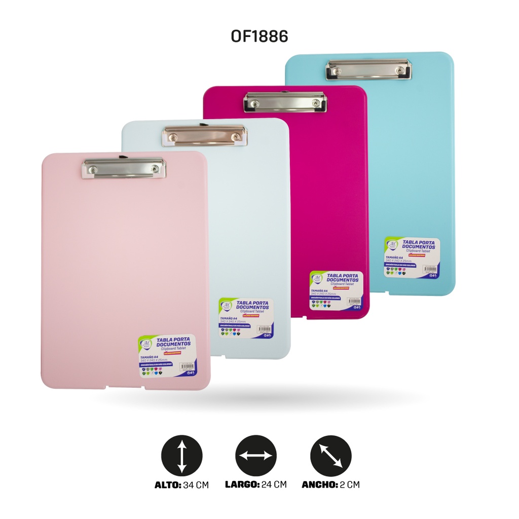 TABLA AHROYAL PORTA DOCUMENTOS COLORES PASTEL SURTIDOS [PAC4496-1856]