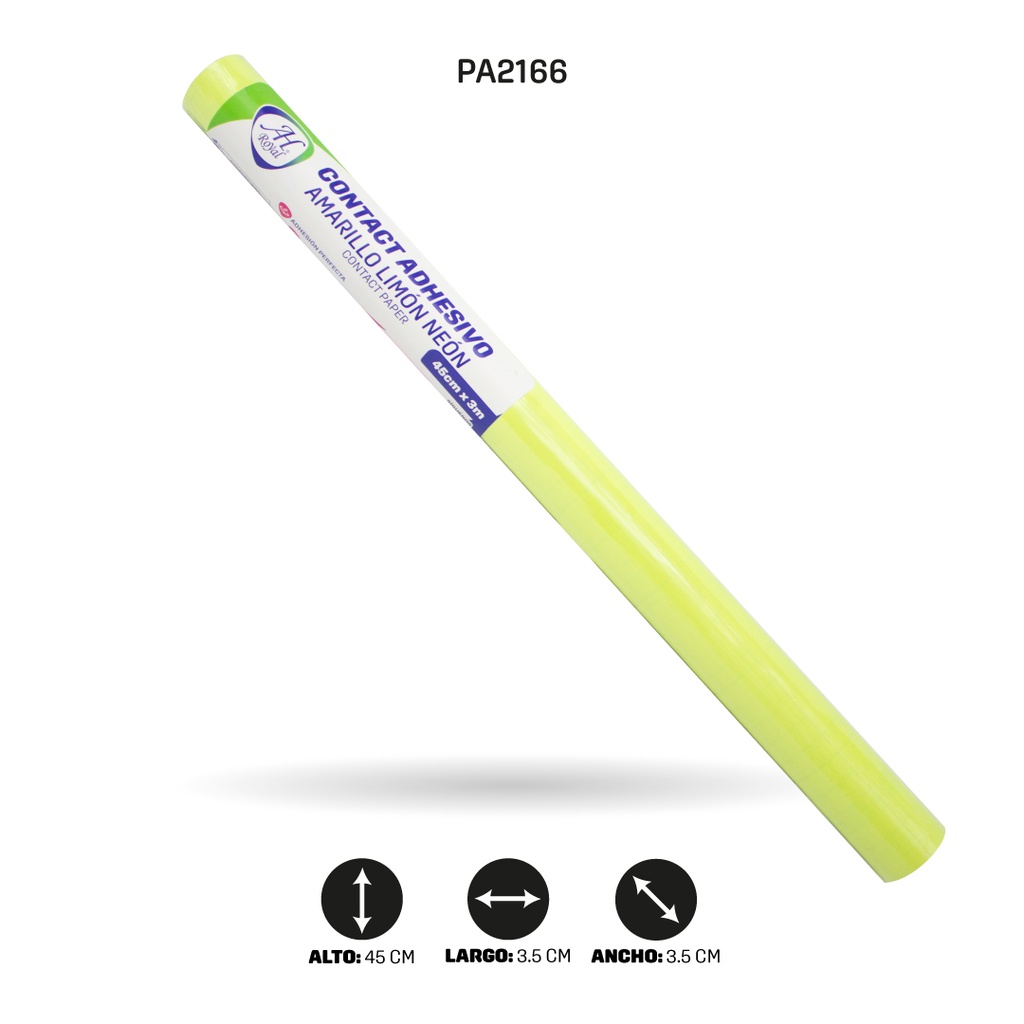PAPEL CONTAC AHROYAL AMARILLO LIMON NEON 2027  DE 3 mts x 45 cms [PAC5437]
